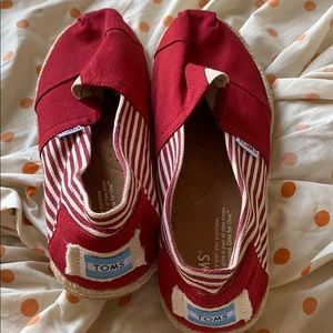 NEW Toms red/white cotton shoes